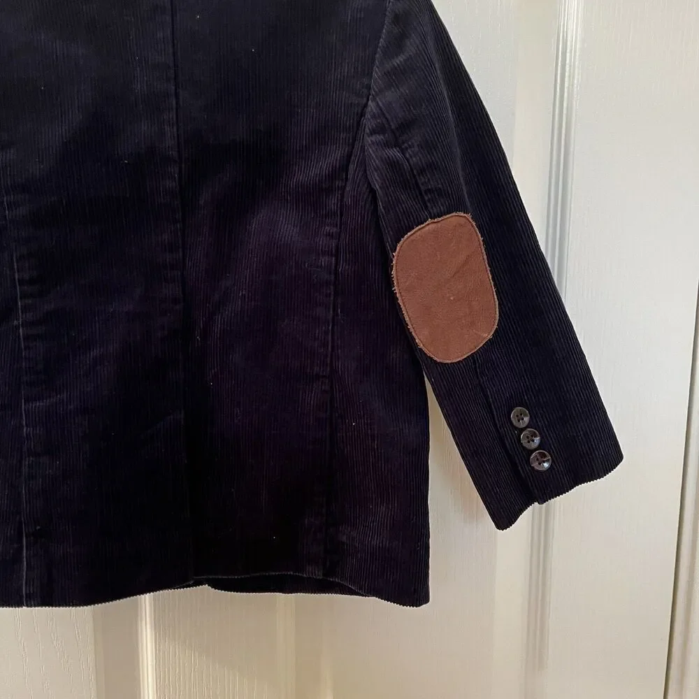 Janie and Jack School Bound Navy Blue Corduroy Blazer Elbow Patches Boys Size 3